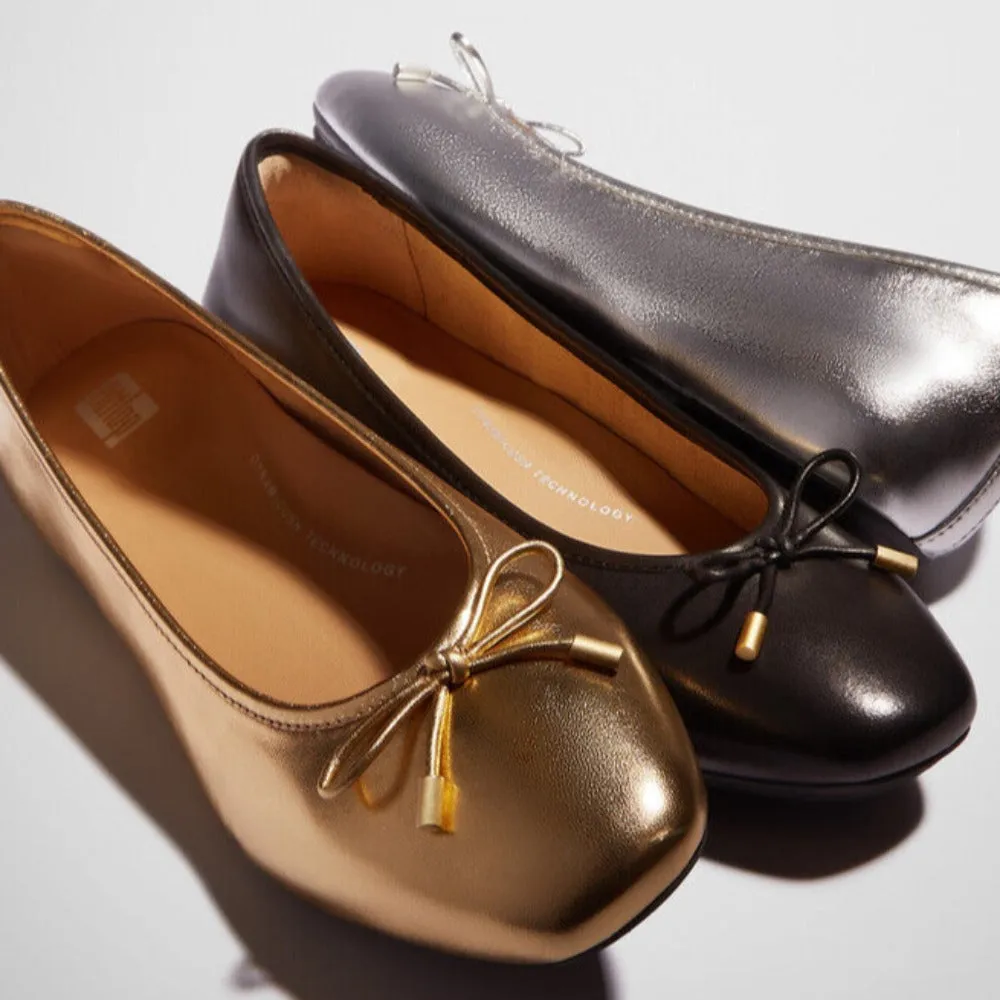รองเท้าทรงบัลเล่ต์ ผู้หญิง รุ่น DELICATO BOW SOFT LEATHER BALLET FLATS