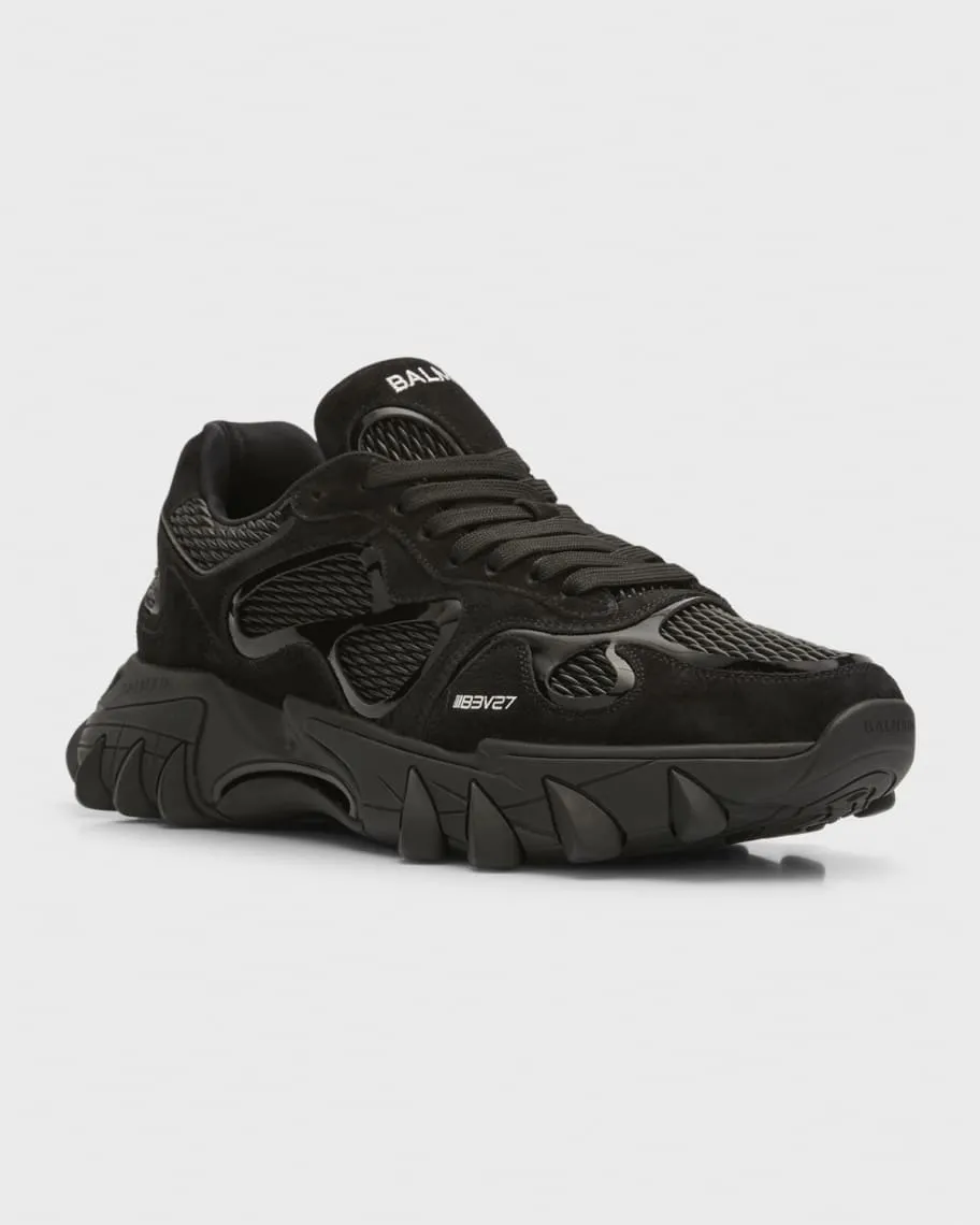 Balmain Men's B-East Sneakers in Mesh and Suede