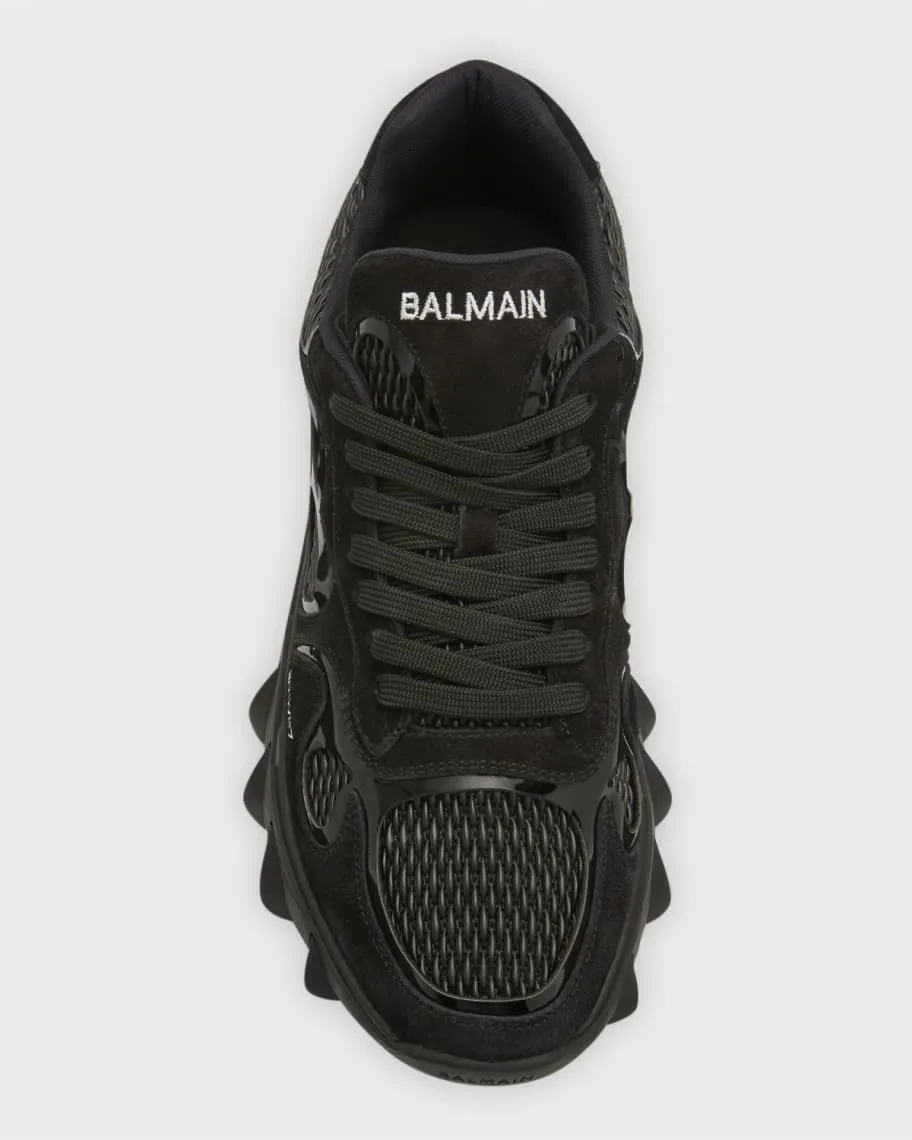 Balmain Men's B-East Sneakers in Mesh and Suede