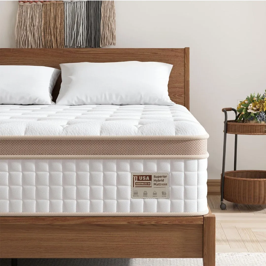 (Bedding) BedStory Full Mattress/14 Inch Hybrid Mattress in A Box with Gel/Memory Foam/Pocket Spring Motion Isolation/No Fiberglass/CertiPUR-US Certified Mattress/Full Size