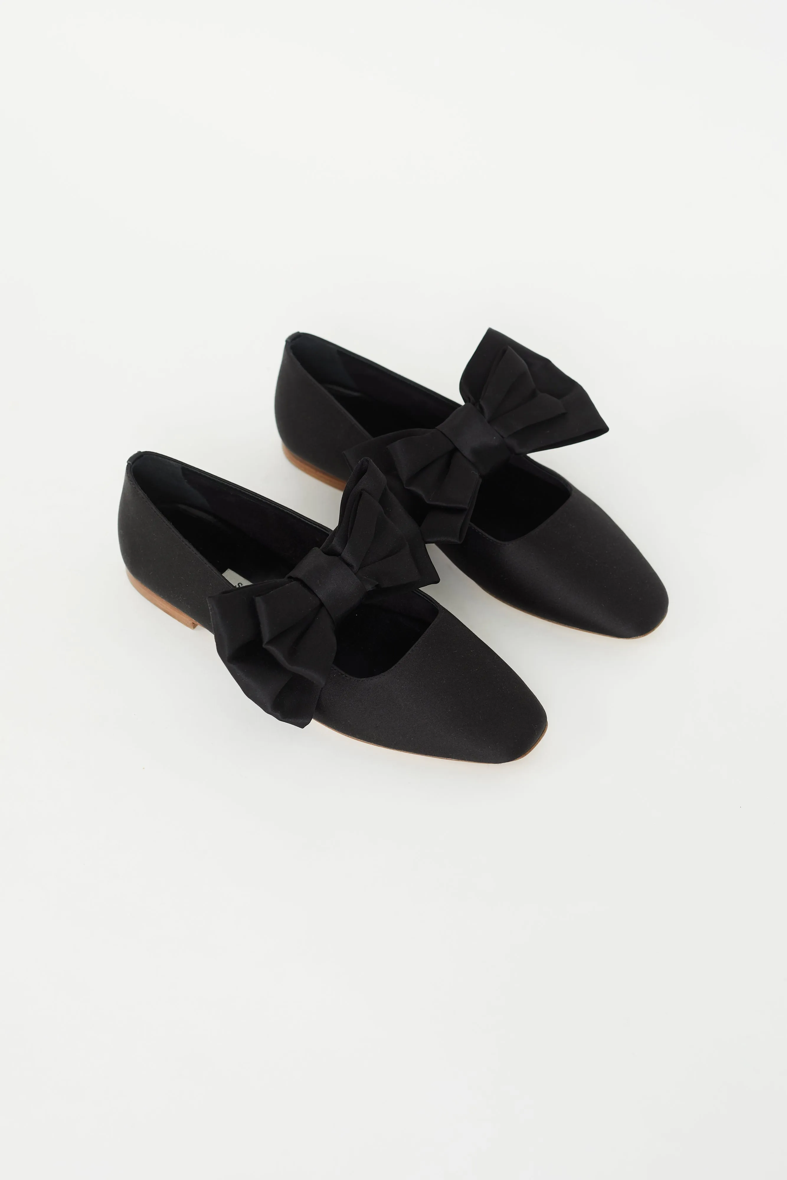Black Satin Aristocat Bow Ballet Flat