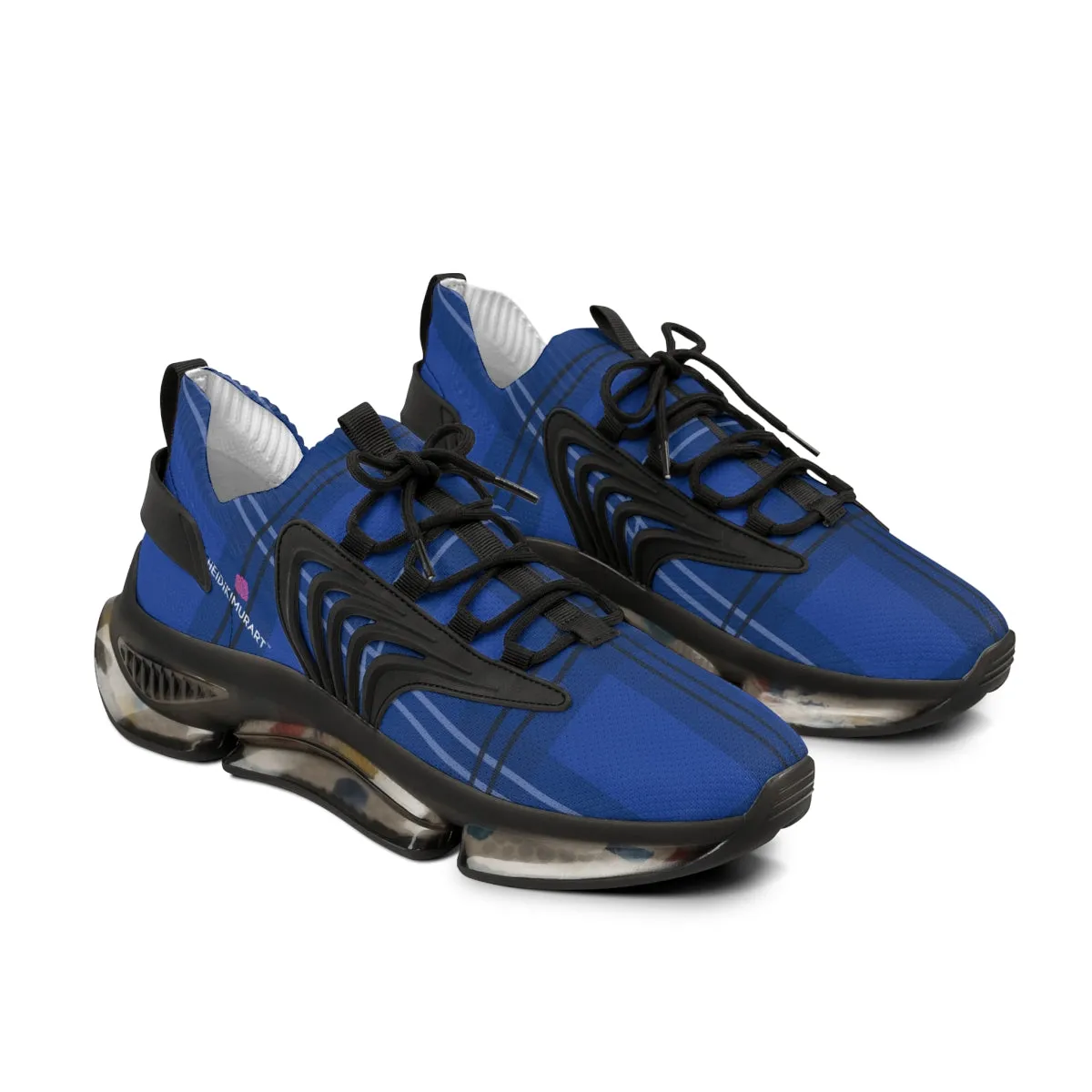 Blue Plaid Print Men's Shoes, Best Comfy Men's Mesh Sports Sneakers Shoes (US Size: 5-12)