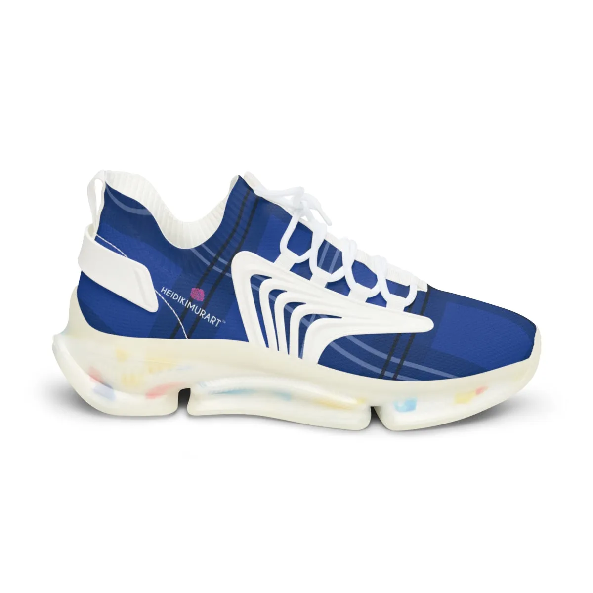 Blue Plaid Print Men's Shoes, Best Comfy Men's Mesh Sports Sneakers Shoes (US Size: 5-12)