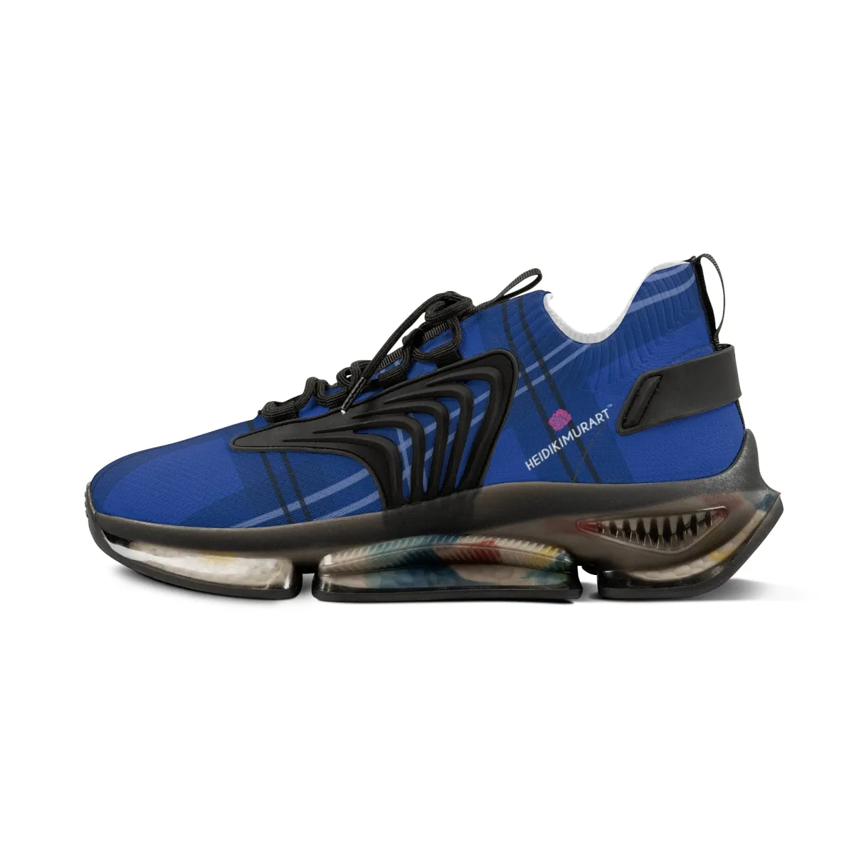 Blue Plaid Print Men's Shoes, Best Comfy Men's Mesh Sports Sneakers Shoes (US Size: 5-12)