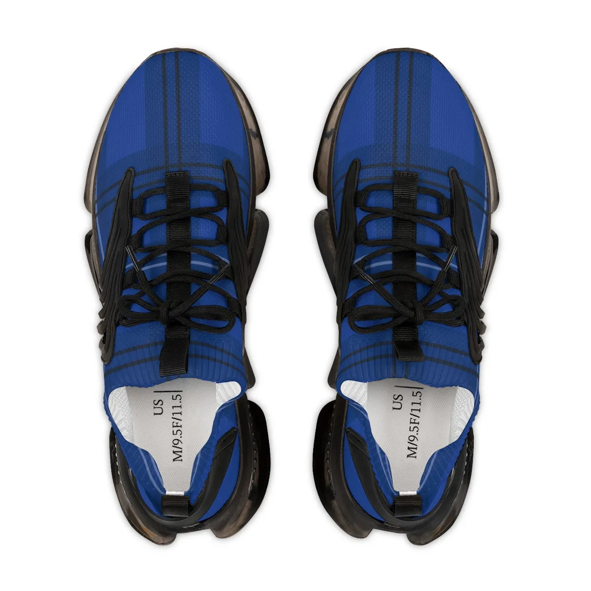 Blue Plaid Print Men's Shoes, Best Comfy Men's Mesh Sports Sneakers Shoes (US Size: 5-12)