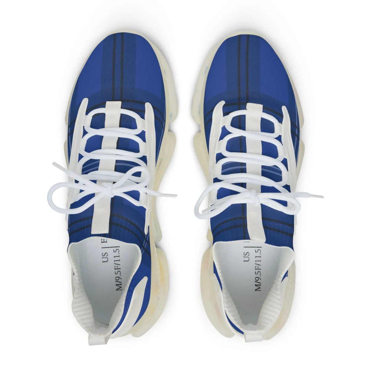 Blue Plaid Print Men's Shoes, Best Comfy Men's Mesh Sports Sneakers Shoes (US Size: 5-12)