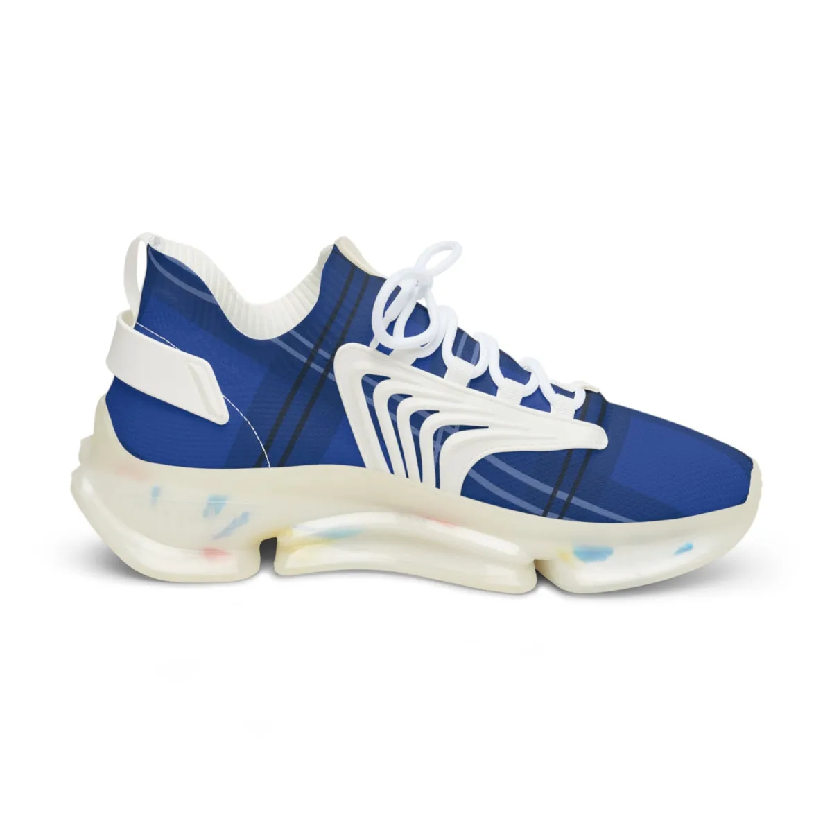 Blue Plaid Print Men's Shoes, Best Comfy Men's Mesh Sports Sneakers Shoes (US Size: 5-12)