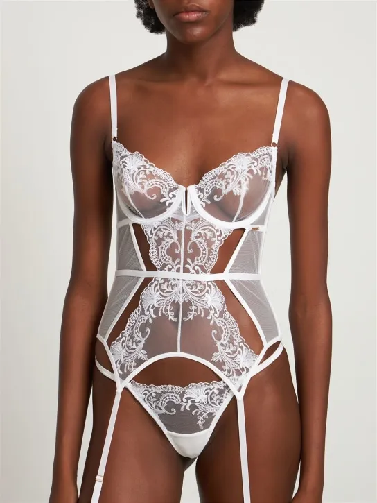 Bluebella   Marseille lace &amp; mesh Basque bodysuit 
