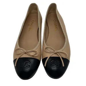 Chanel Lambskin Cap Top Ballerina Flats