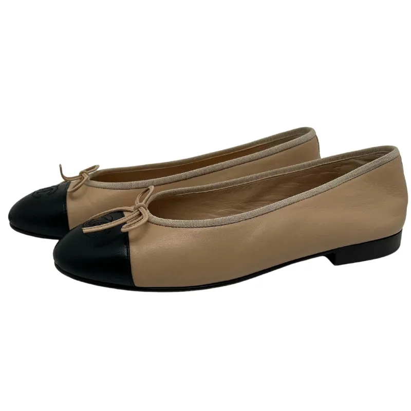 Chanel Lambskin Cap Top Ballerina Flats