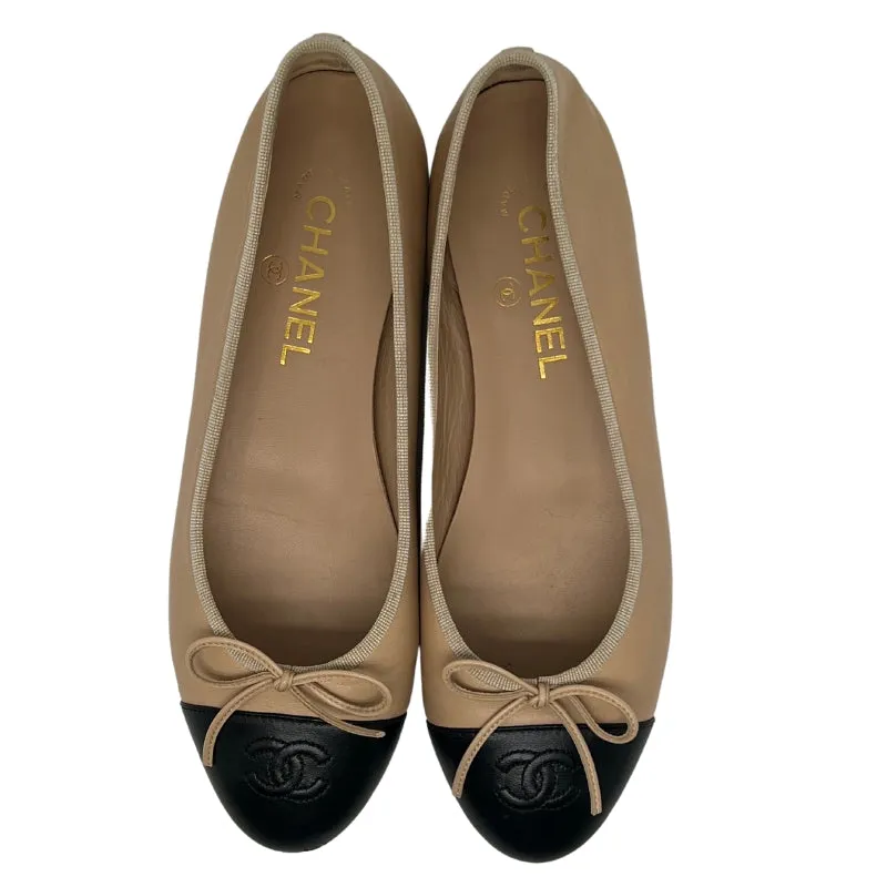 Chanel Lambskin Cap Top Ballerina Flats