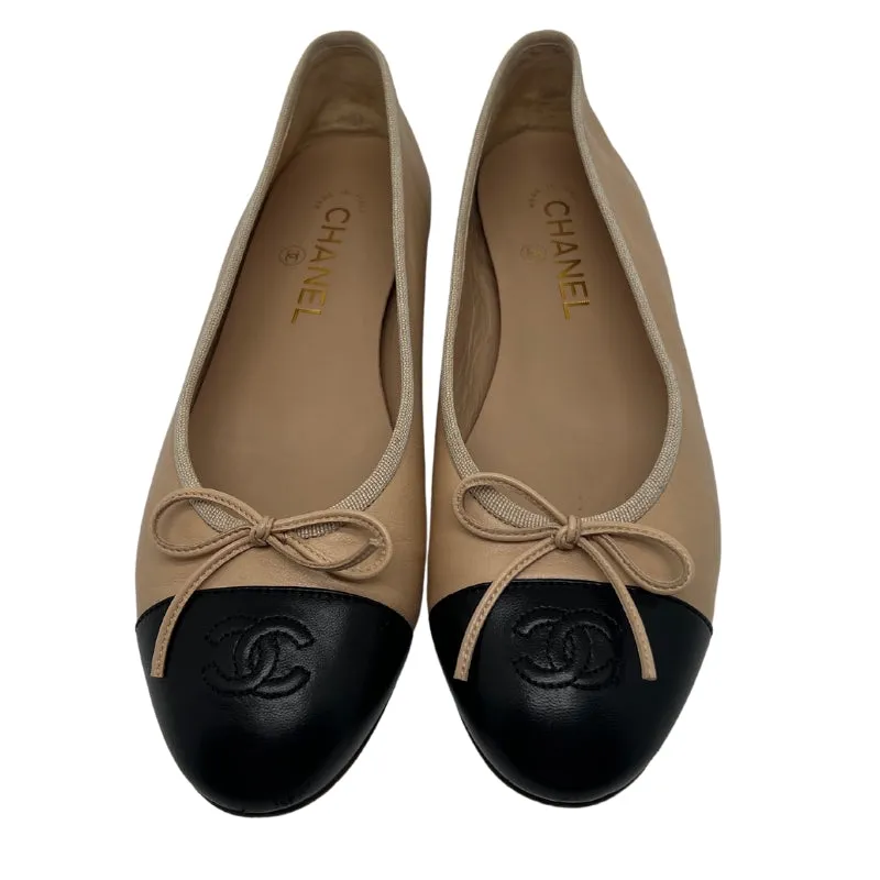 Chanel Lambskin Cap Top Ballerina Flats