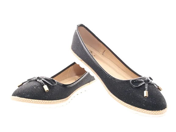 Damen Slipper Ballerina Loafer Mokassins Slip On Flats Freizeit Black # 6289