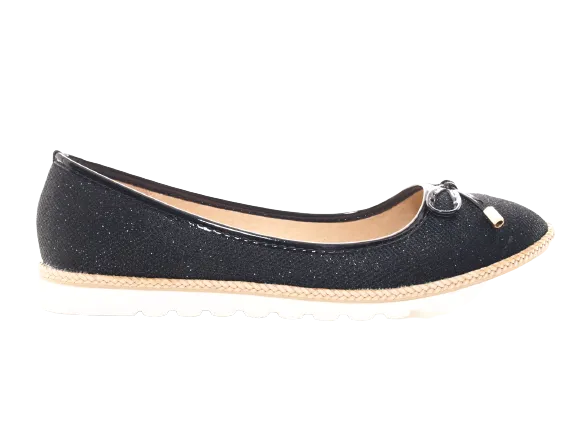 Damen Slipper Ballerina Loafer Mokassins Slip On Flats Freizeit Black # 6289