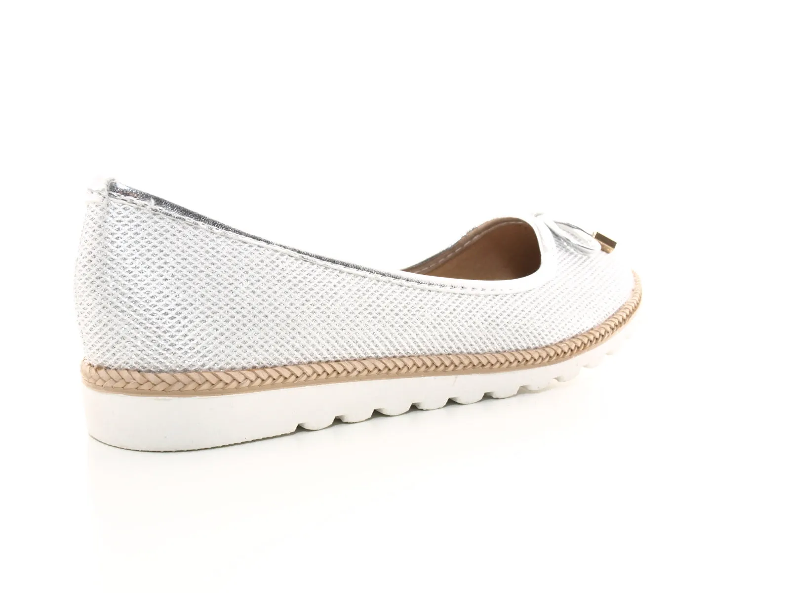 Damen Slipper Ballerina Loafer Mokassins  Slip On Flats Freizeit Silver #  6289