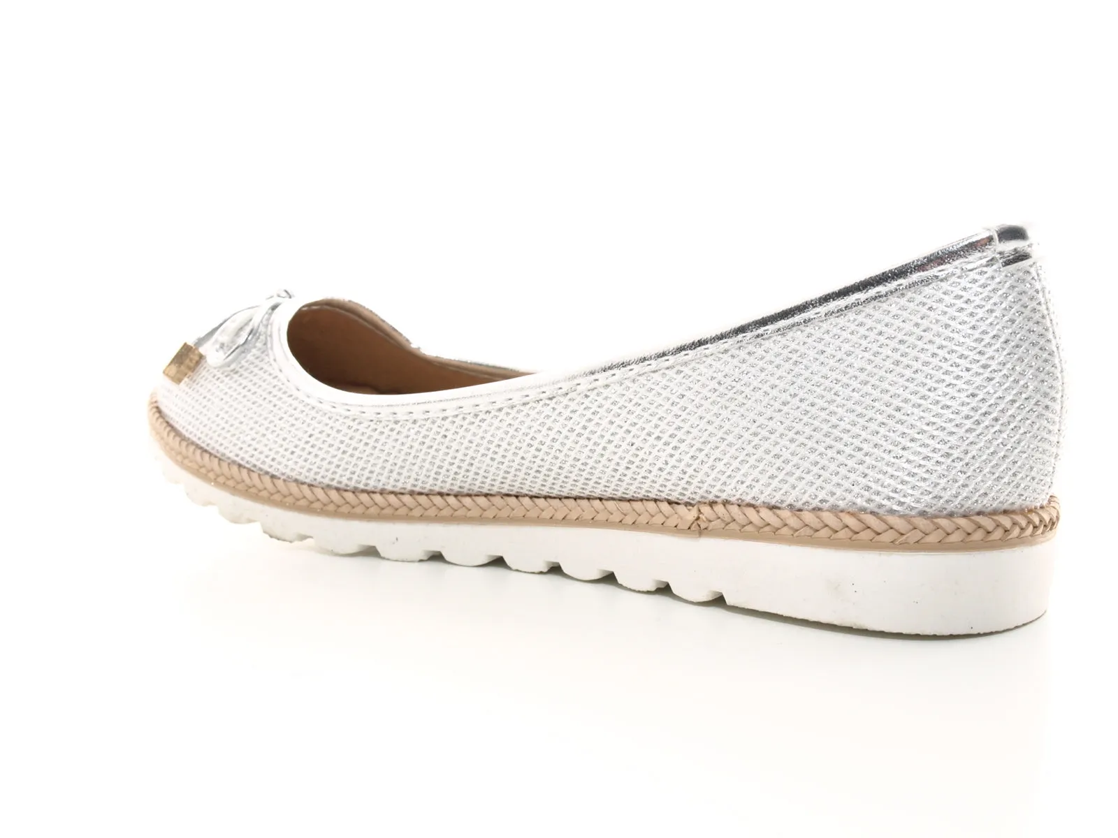Damen Slipper Ballerina Loafer Mokassins  Slip On Flats Freizeit Silver #  6289