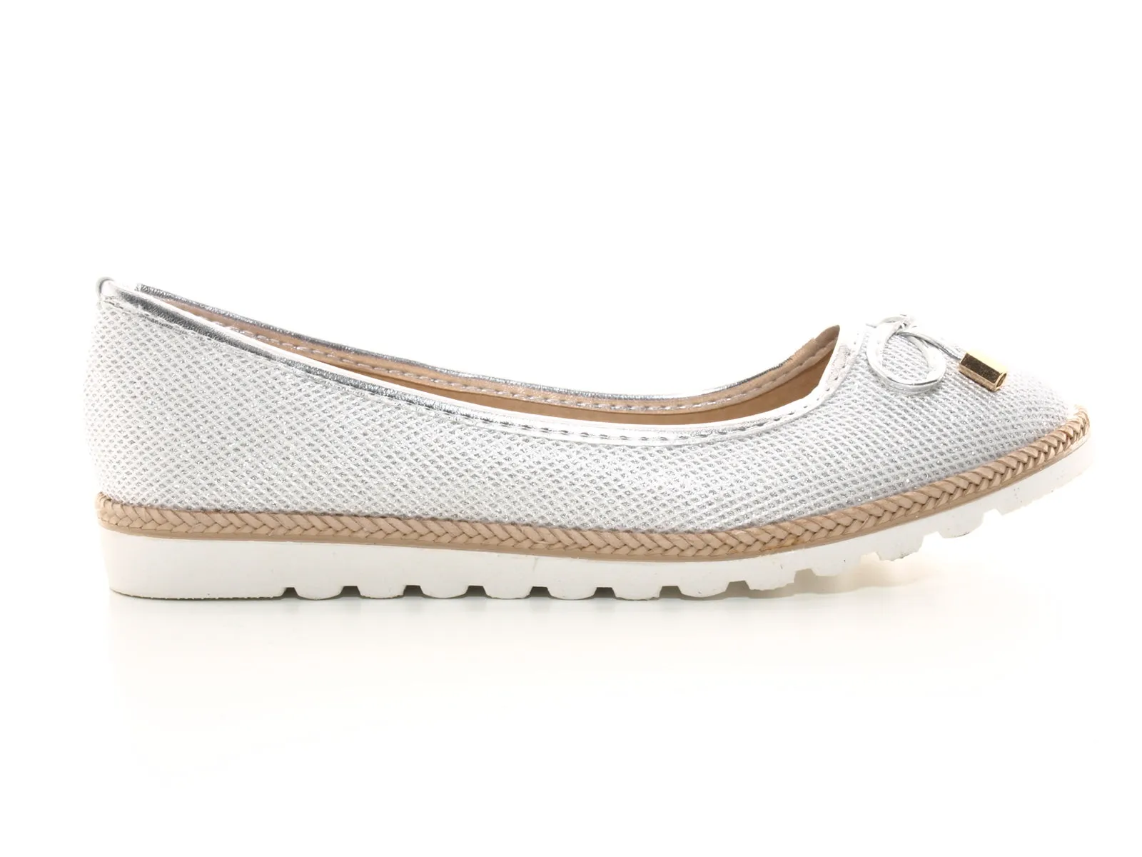 Damen Slipper Ballerina Loafer Mokassins  Slip On Flats Freizeit Silver #  6289