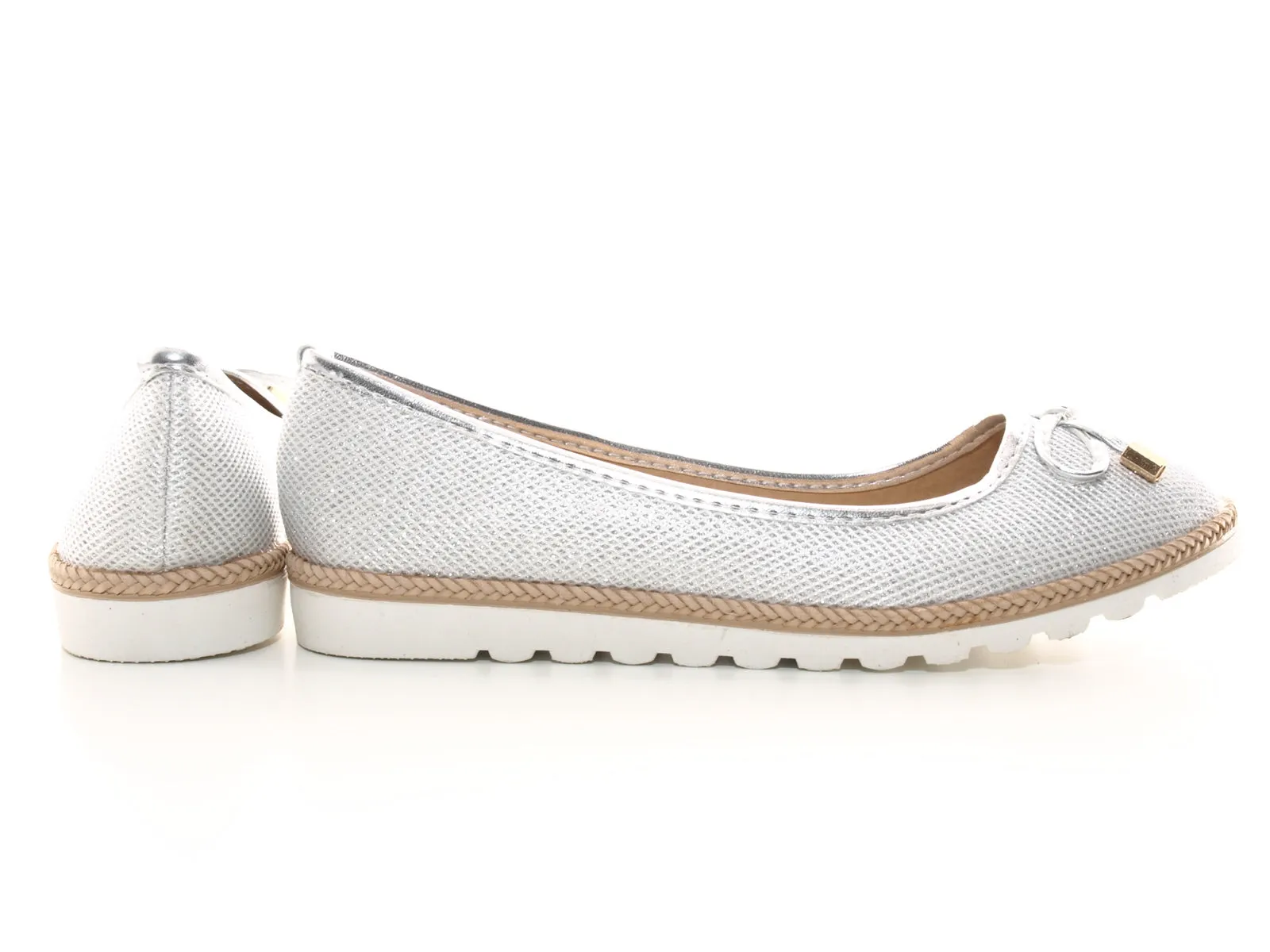 Damen Slipper Ballerina Loafer Mokassins  Slip On Flats Freizeit Silver #  6289