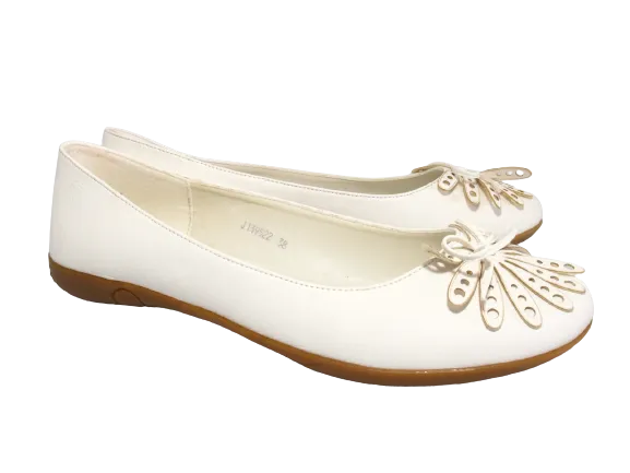Damen Slipper Ballerina Loafer Mokassins Slip On Flats Freizeit White # 139522