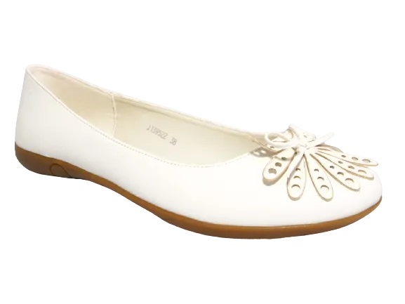Damen Slipper Ballerina Loafer Mokassins Slip On Flats Freizeit White # 139522
