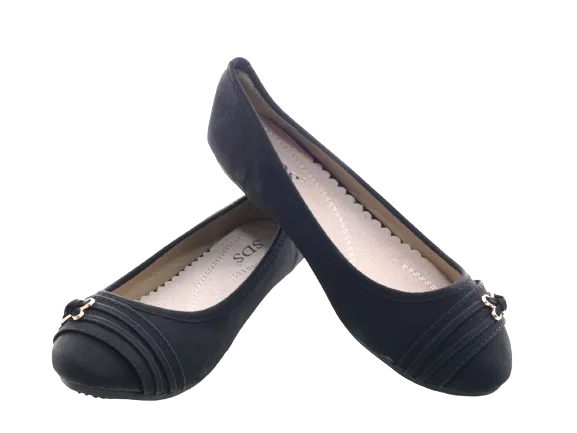 Damen Slipper Halbschuhe Ballerina Loafer Mokassins Slip On Flats Freizeit Black # 5400