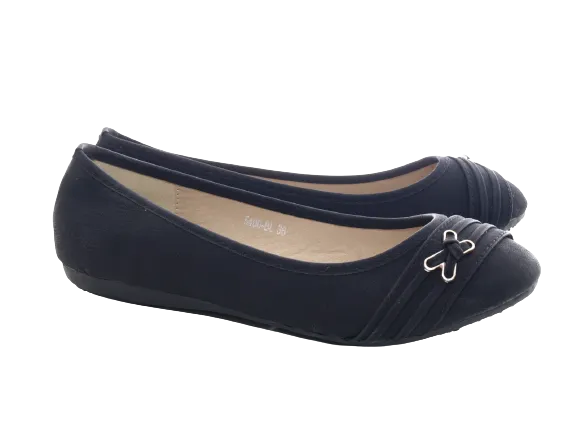 Damen Slipper Halbschuhe Ballerina Loafer Mokassins Slip On Flats Freizeit Black # 5400