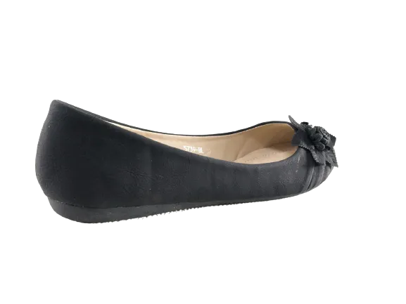 Damen Slipper Halbschuhe Ballerina Loafer Mokassins Slip On Flats Freizeit Black # 5739