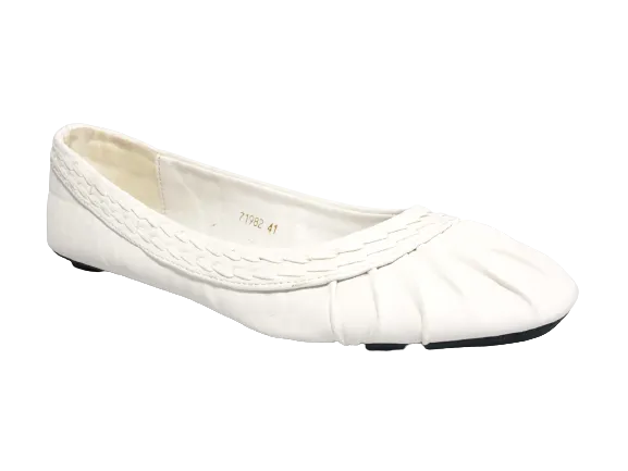 Damen Slipper Halbschuhe Ballerina Loafer Mokassins Slip On Flats Freizeit White # 71982
