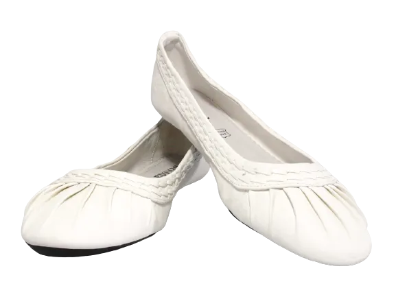 Damen Slipper Halbschuhe Ballerina Loafer Mokassins Slip On Flats Freizeit White # 71982