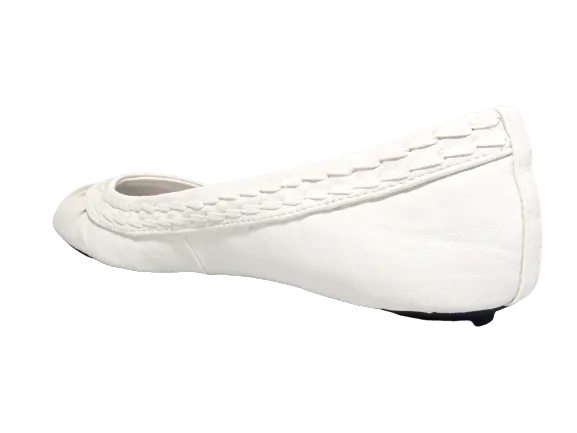 Damen Slipper Halbschuhe Ballerina Loafer Mokassins Slip On Flats Freizeit White # 71982