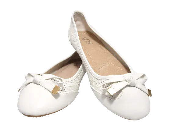 Damen Slipper Halbschuhe Ballerina Loafer Mokassins Slip On Flats Freizeit White # 7443