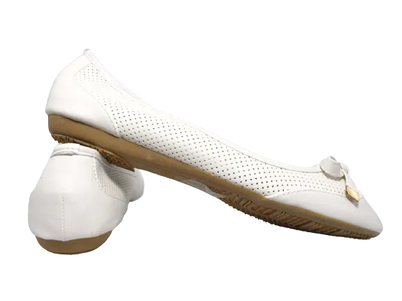 Damen Slipper Halbschuhe Ballerina Loafer Mokassins Slip On Flats Freizeit White # 7443