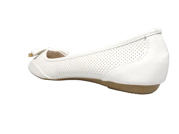 Damen Slipper Halbschuhe Ballerina Loafer Mokassins Slip On Flats Freizeit White # 7443
