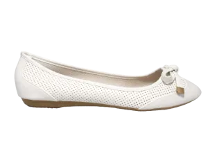 Damen Slipper Halbschuhe Ballerina Loafer Mokassins Slip On Flats Freizeit White # 7443