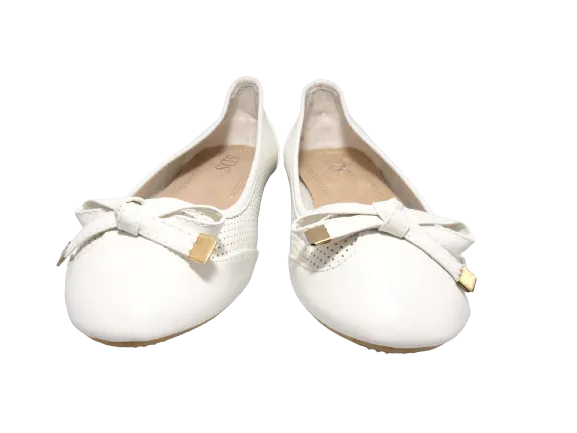Damen Slipper Halbschuhe Ballerina Loafer Mokassins Slip On Flats Freizeit White # 7443