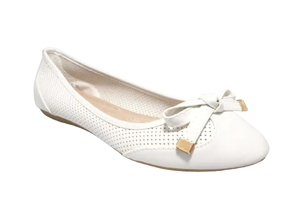 Damen Slipper Halbschuhe Ballerina Loafer Mokassins Slip On Flats Freizeit White # 7443