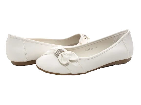 Damen Slipper Halbschuhe Ballerina Loafer Mokassins Slip On Flats Freizeit White # 8187