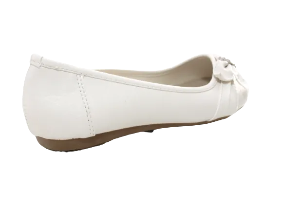 Damen Slipper Halbschuhe Ballerina Loafer Mokassins Slip On Flats Freizeit White # 8187