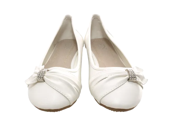 Damen Slipper Halbschuhe Ballerina Loafer Mokassins Slip On Flats Freizeit White # 8187
