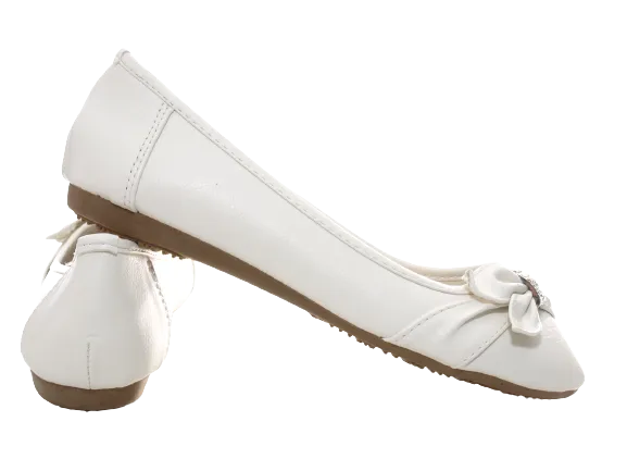 Damen Slipper Halbschuhe Ballerina Loafer Mokassins Slip On Flats Freizeit White # 8187