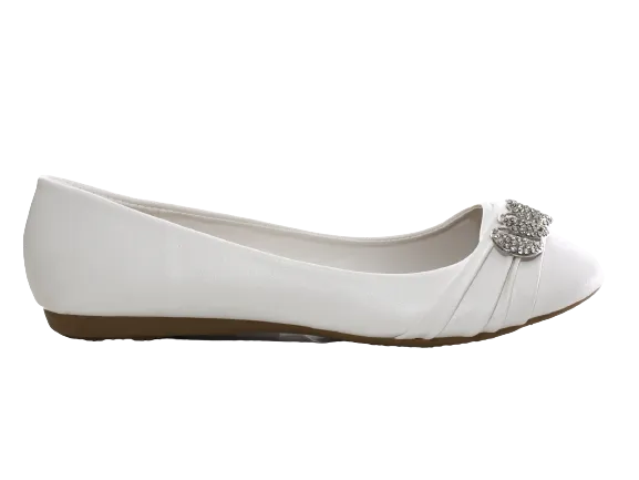 Damen Slipper Halbschuhe Ballerina Loafer Mokassins Slip On Flats Freizeit White # 8274