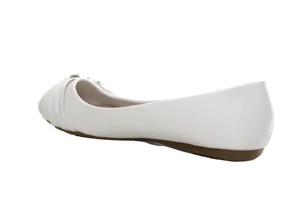 Damen Slipper Halbschuhe Ballerina Loafer Mokassins Slip On Flats Freizeit White # 8274