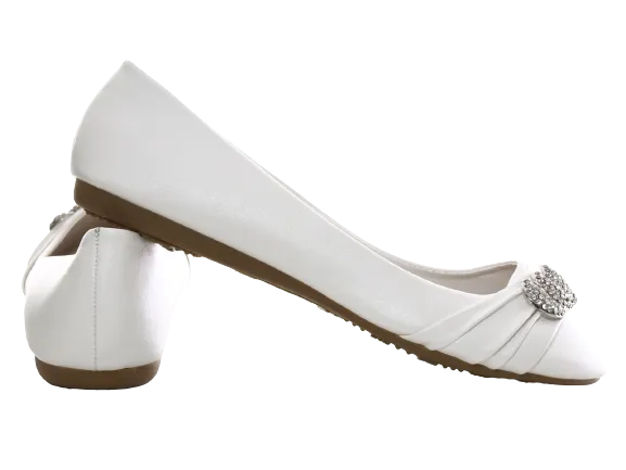Damen Slipper Halbschuhe Ballerina Loafer Mokassins Slip On Flats Freizeit White # 8274
