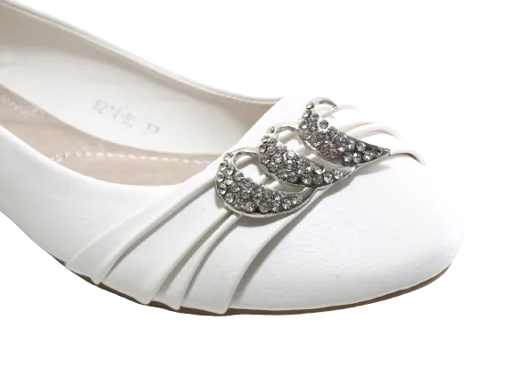 Damen Slipper Halbschuhe Ballerina Loafer Mokassins Slip On Flats Freizeit White # 8274