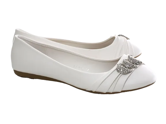 Damen Slipper Halbschuhe Ballerina Loafer Mokassins Slip On Flats Freizeit White # 8274
