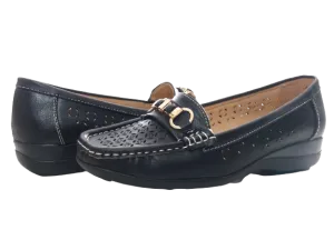 Damen Slipper Keilabsatz Ballerina Loafer Mokassins  Slip On Flats Freizeit Black #  13108-1