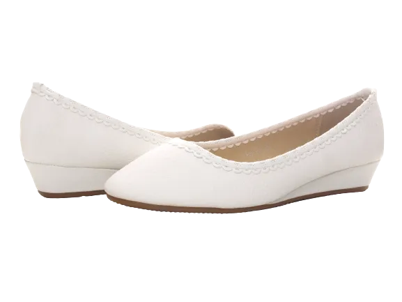 Damen Slipper Keilabsatz Ballerina Loafer Mokassins Slip On Flats Freizeit White # 1048
