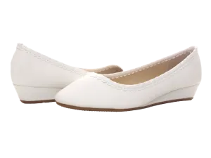 Damen Slipper Keilabsatz Ballerina Loafer Mokassins Slip On Flats Freizeit White # 1048