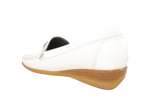 Damen Slipper Keilabsatz Ballerina Loafer Mokassins Slip On Flats Freizeit White # 827-10