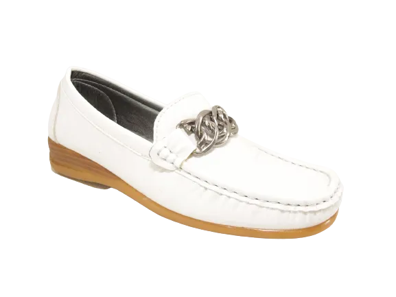 Damen Slipper Keilabsatz Ballerina Loafer Mokassins Slip On Flats Freizeit White # 827-10